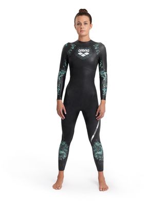 ARENA Women's Powerskin Storm Open Water Wetsuit for Racing, Diving, Surfing, Triathlon,Coral Blue Black