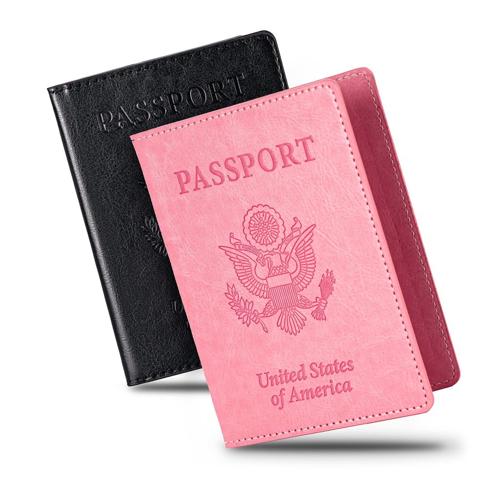 Honmein 2 Pcs Passport holdersUltra Slim passport walletPU Leather Passport Cover for Women and Men