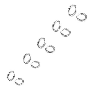 316L Surgical Stainless Steel Small Hoop Earrings for Men Women 8mm 10mm 12mm 14mm 16mm Hypoallergenic Earrings Cuff Huggie Hoop Earrings for Cartilage Piercings Earring Sets-5 pairs silver