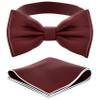 Adam Young Boy's Wine Red Bow Tie with Handkerchief Set Pre-Tied Style Formal Satin Classic Bowtie for Tuxedo Faux Silk (Medium, Maroon Red) view 1