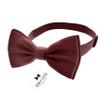 Adam Young Boy's Wine Red Bow Tie with Handkerchief Set Pre-Tied Style Formal Satin Classic Bowtie for Tuxedo Faux Silk (Medium, Maroon Red) view 2