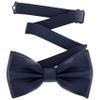Adam Young Boy's Navy Blue Bow Tie Pre-Tied Style Formal Satin Classic Bowtie for Tuxedo Faux Silk (Medium, Navy Blue) view 1