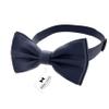 Adam Young Boy's Navy Blue Bow Tie Pre-Tied Style Formal Satin Classic Bowtie for Tuxedo Faux Silk (Medium, Navy Blue) view 2