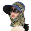 3in1 Sun Visor Hats for Women Wide Brim Sun Hats Rollable Ponytail Hat Beach Visors with Neck Flap Floppy Hat Hiking Hat Navy view 1