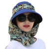 3in1 Sun Visor Hats for Women Wide Brim Sun Hats Rollable Ponytail Hat Beach Visors with Neck Flap Floppy Hat Hiking Hat Navy view 3