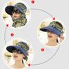 3in1 Sun Visor Hats for Women Wide Brim Sun Hats Rollable Ponytail Hat Beach Visors with Neck Flap Floppy Hat Hiking Hat Navy view 4