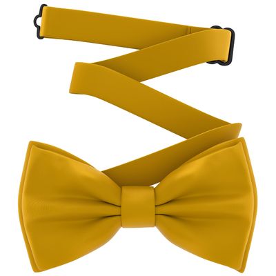 Adam Young Men's Goldish Bow Tie Pre-Tied Style Formal Satin Classic Bowtie for Tuxedo Faux Silk (Large, Gold)