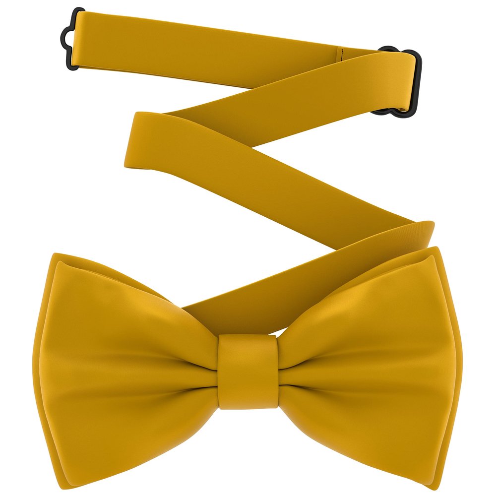 Adam Young Men's Goldish Bow Tie Pre-Tied Style Formal Satin Classic Bowtie for Tuxedo Faux Silk (Large, Gold)
