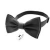Adam Young Men's Black Bow Tie with Handkerchief Set Pre-Tied Style Formal Satin Classic Bowtie for Tuxedo Faux Silk (Large, Black) view 2