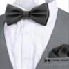 Adam Young Men's Black Bow Tie with Handkerchief Set Pre-Tied Style Formal Satin Classic Bowtie for Tuxedo Faux Silk (Large, Black) view 4