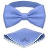 Adam Young Men's Sky Blue Bow Tie with Handkerchief & Cufflinks Pre-Tied Style Formal Satin Classic Bowtie for Tuxedo Faux Silk (Large, Light Blue) view 1