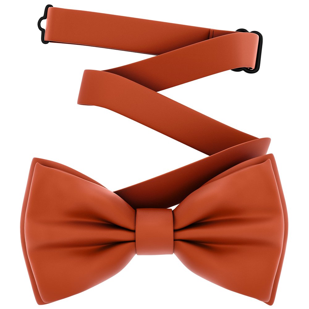 Adam Young Men's Tiger Carrot Bow Tie Pre-Tied Style Formal Satin Classic Bowtie for Tuxedo Faux Silk (Large, Burnt Orange)