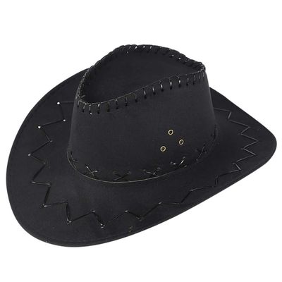 Classic Western Cowboy Hat Men's Women's Faux Felt Wide Brim Outback Hat Fedora Summer Sun Hat Travel Accessories Black