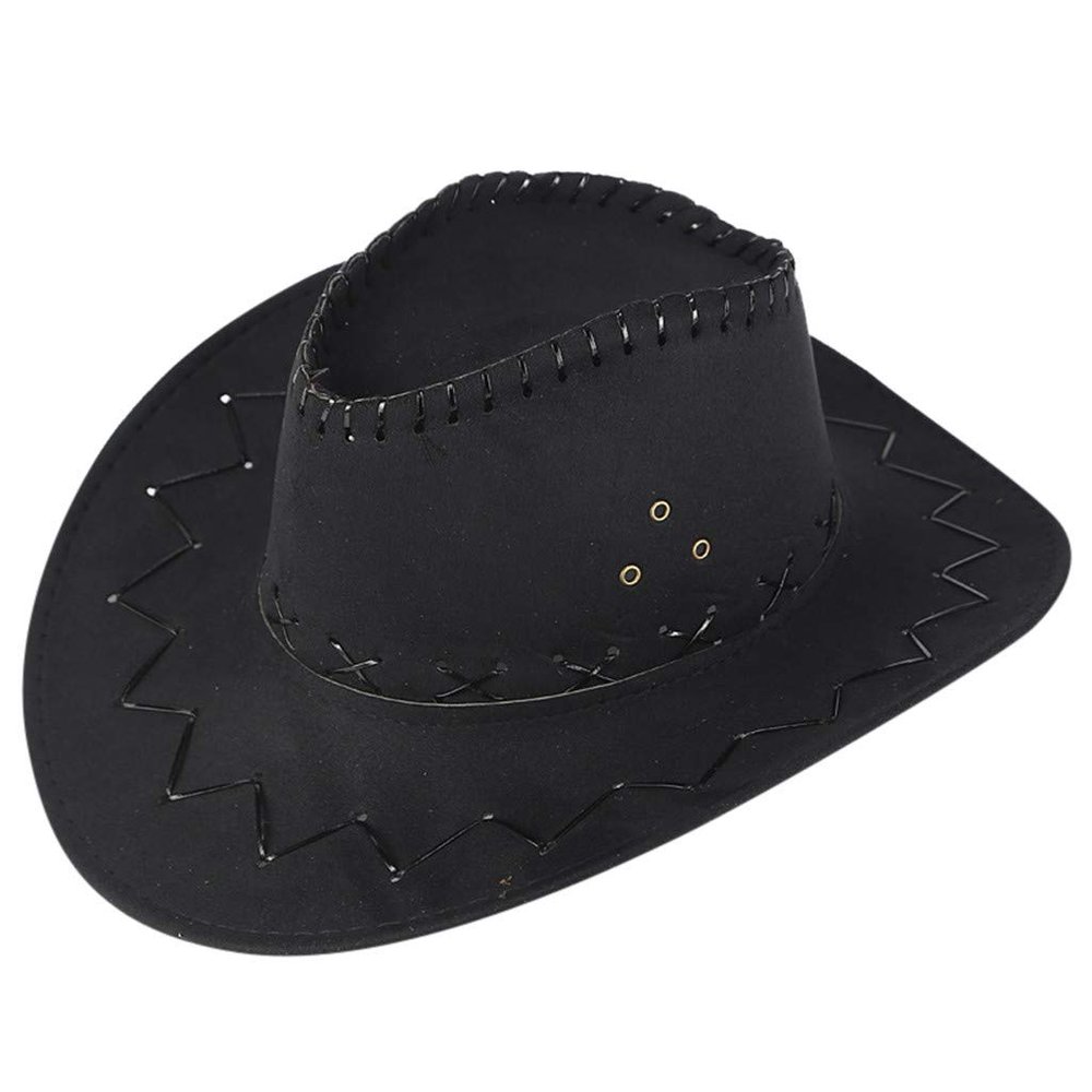 Classic Western Cowboy Hat Men's Women's Faux Felt Wide Brim Outback Hat Fedora Summer Sun Hat Travel Accessories Black