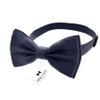 Adam Young Men's Navy Blue Bow Tie with Handkerchief Set Pre-Tied Style Formal Satin Classic Bowtie for Tuxedo Faux Silk (Large, Navy Blue) view 2
