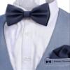 Adam Young Men's Navy Blue Bow Tie with Handkerchief Set Pre-Tied Style Formal Satin Classic Bowtie for Tuxedo Faux Silk (Large, Navy Blue) view 4