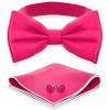 Adam Young Men's Rose Magenta Bow Tie with Handkerchief & Cufflinks Pre-Tied Style Formal Satin Classic Bowtie for Tuxedo Faux Silk (Large, Hot Pink) view 1
