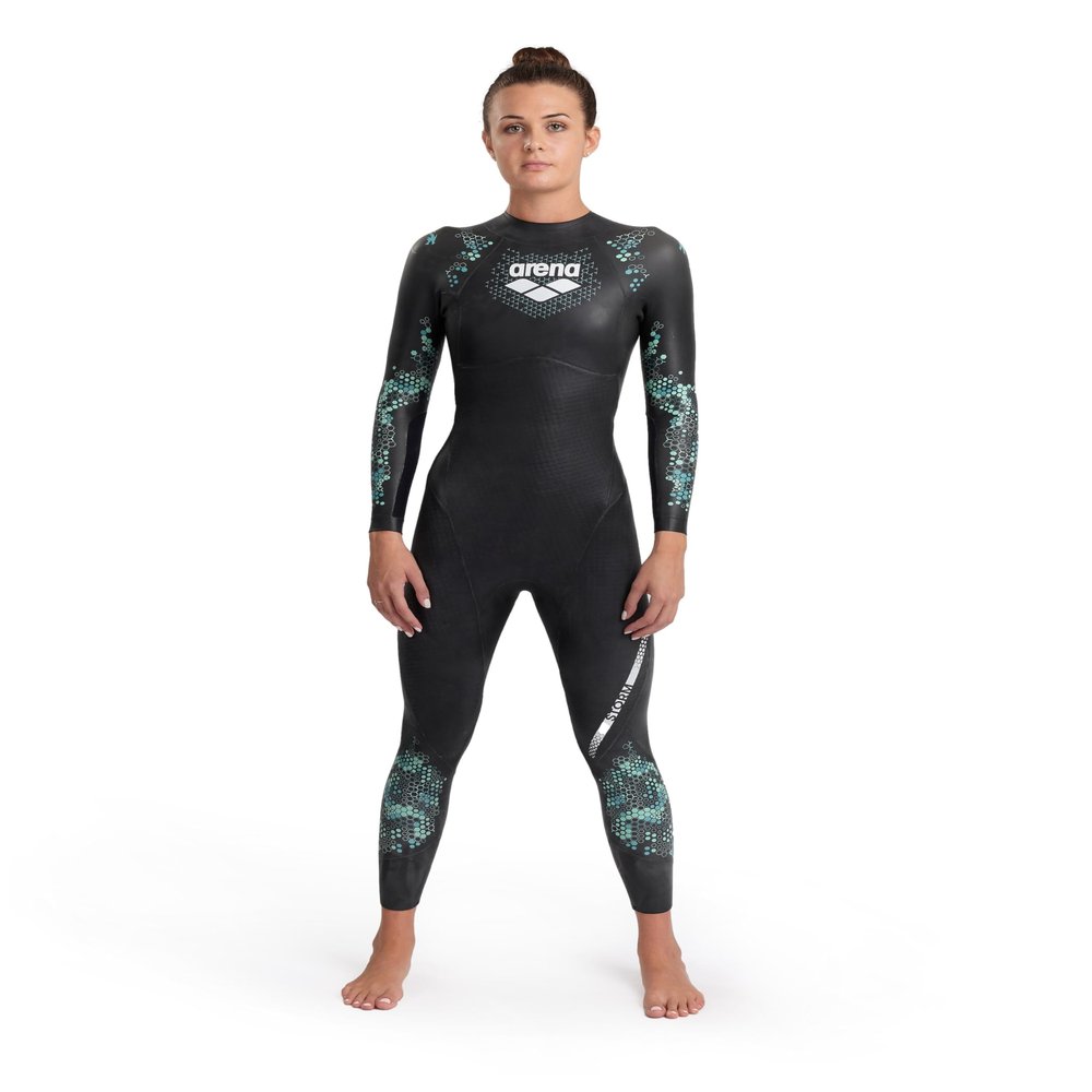 ARENA Women's Powerskin Storm Open Water Wetsuit for Racing, Diving, Surfing, Triathlon,Coral Blue Black