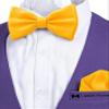 Adam Young Men's Bright Yellow Bow Tie with Handkerchief Set Pre-Tied Style Formal Satin Classic Bowtie for Tuxedo Faux Silk (Large, Merigold Yellow) view 4