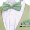 Adam Young Boy's Green Fern Bow Tie with Handkerchief Set Pre-Tied Style Formal Satin Classic Bowtie for Tuxedo Faux Silk (Medium, Deep Sage) view 4
