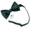 Adam Young Men's Hunter Green Bow Tie with Handkerchief Set Pre-Tied Style Formal Satin Classic Bowtie for Tuxedo Faux Silk (Large, Dark Green) view 3