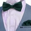 Adam Young Men's Hunter Green Bow Tie with Handkerchief Set Pre-Tied Style Formal Satin Classic Bowtie for Tuxedo Faux Silk (Large, Dark Green) view 4
