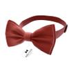 Adam Young Boy's Terracotta Blue Bow Tie with Handkerchief & Cufflinks Pre-Tied Style Formal Satin Classic Bowtie for Tuxedo Faux Silk (Medium, Rust) view 2