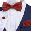Adam Young Boy's Terracotta Blue Bow Tie with Handkerchief & Cufflinks Pre-Tied Style Formal Satin Classic Bowtie for Tuxedo Faux Silk (Medium, Rust) view 4