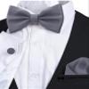Adam Young Boy's Gray Bow Tie with Handkerchief & Cufflinks Pre-Tied Style Formal Satin Classic Bowtie for Tuxedo Faux Silk (Medium, Slate Grey) view 4