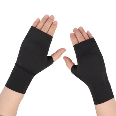 RUIXIA Mens Women Ice Silk Fingerless Driving Gloves Summer Sun Protection Half Finger Non-slip Sunblock Mitt for Cycling, Black Fingerless Gloves, One Size