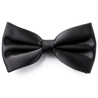 Adam Young Men's Black Bow Tie Pre-Tied Style Formal Satin Classic Bowtie for Tuxedo Faux Silk (Large, Black)
