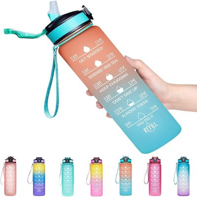 ATERO Unbreakable Silicone Water Bottle with Motivational Time Marker, Leakproof Durable BPA-Free Non-Toxic for Office, Home and Kitchen Outdoor Fitness and Gym(850ML, Multicolour, set of 1)