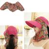 3in1 Sun Visor Hats for Women Wide Brim Sun Hats Rollable Ponytail Hat Beach Visors with Neck Flap Floppy Hat Hiking Hat Rose Red view 2