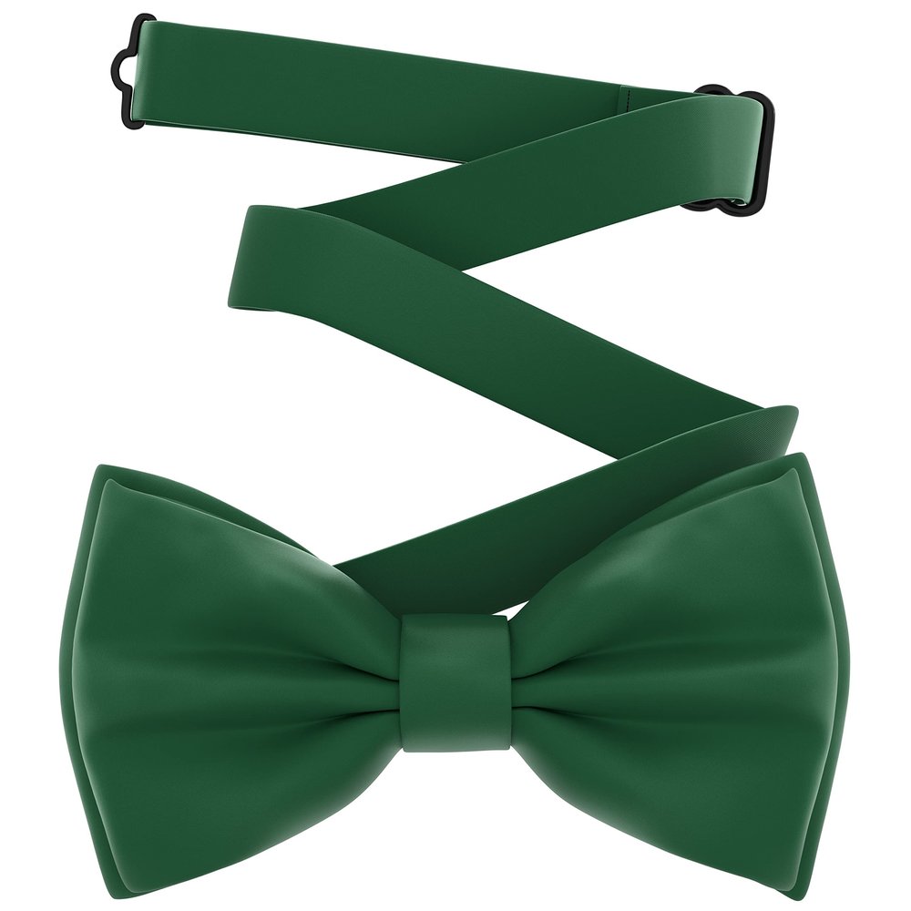 Adam Young Men's Emerald Green Bow Tie Pre-Tied Style Formal Satin Classic Bowtie for Tuxedo Faux Silk (Large, Juniper)