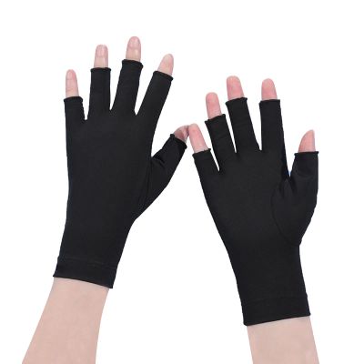 Mens Women Ice Silk Fingerless Driving Gloves Summer Sun Protection Half Finger Gloves Non-slip Sunblock Mitt for Cycling