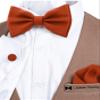 Adam Young Boy's Tiger Carrot Bow Tie with Handkerchief & Cufflinks Pre-Tied Style Formal Satin Classic Bowtie for Tuxedo Faux Silk (Medium, Burnt Orange) view 4