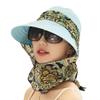 3in1 Sun Visor Hats for Women Wide Brim Sun Hats Rollable Ponytail Hat Beach Visors with Neck Flap Floppy Hat Hiking Hat Gray Blue view 1