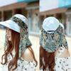 3in1 Sun Visor Hats for Women Wide Brim Sun Hats Rollable Ponytail Hat Beach Visors with Neck Flap Floppy Hat Hiking Hat Gray Blue view 2