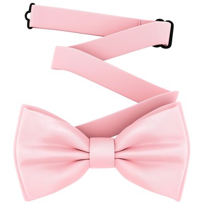 Adam Young Men's Blush Rose Pastel Bow Tie Pre-Tied Style Formal Satin Classic Bowtie for Tuxedo Faux Silk (Large, Pink)