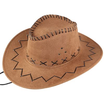 Classic Western Cowboy Hat Men's Women's Faux Felt Wide Brim Outback Hat Fedora Summer Sun Hat Travel Accessories Khaki