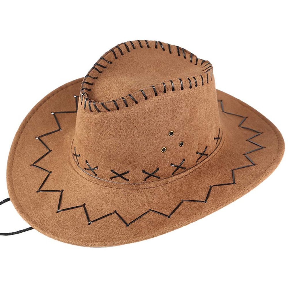 Classic Western Cowboy Hat Men's Women's Faux Felt Wide Brim Outback Hat Fedora Summer Sun Hat Travel Accessories Khaki