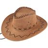Classic Western Cowboy Hat Men's Women's Faux Felt Wide Brim Outback Hat Fedora Summer Sun Hat Travel Accessories Khaki view 2
