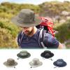 Breathable Wide Brim Bucket Hats Mens Summer Wide Brim Mesh Safari Boonie Hat Foldable Outdoor Cap Hiking Fishing Hat Black view 4
