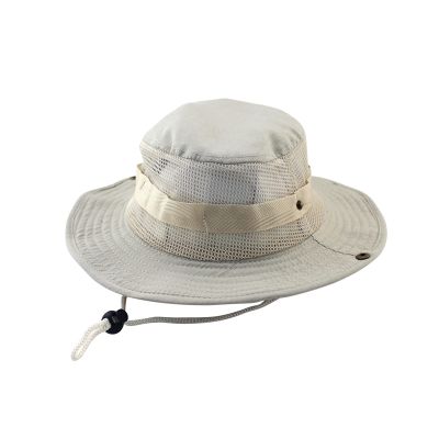 Breathable Wide Brim Bucket Hats Mens Summer Wide Brim Mesh Safari Boonie Hat Foldable Outdoor Cap Hiking Fishing Hat Beige