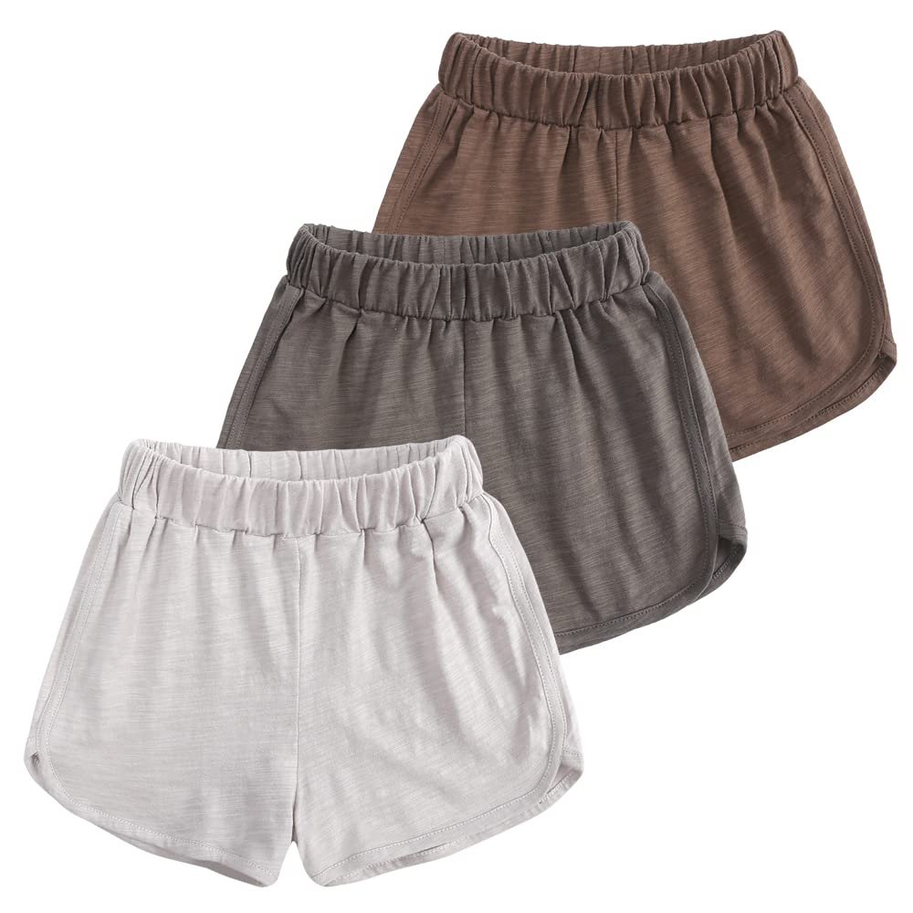 Baby Girls Boys Summer Running Shorts Toddler Kids Cotton Active Athletic Sports Dolphin Shorts 3-Pack