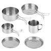 Plplaaoo Folding Pot Set, 8-Piece Portable Folding Stainless Steel Camping Cookware Set with Pots, Pans, Cups, Plates and Buggy Bag Folding Pot Camp Cooking Set for Outdoor Activities Camping Hiking view 2