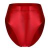 YiZYiF Women's Glossy Shiny High Waisted Dance Yoga Bottoms High Cut Briefs Cheeky Knikcers Burgundy A X-Large view 1