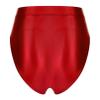 YiZYiF Women's Glossy Shiny High Waisted Dance Yoga Bottoms High Cut Briefs Cheeky Knikcers Burgundy A X-Large view 2