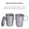 Boundless Voyage 250ml Titanium Cup with Lid Folding Handle Single Walled Camping Bacpacking Lightweight Mug Portable Druable European Stackable Drinkware for Outdoor Hiking Travel Ti3051D view 4