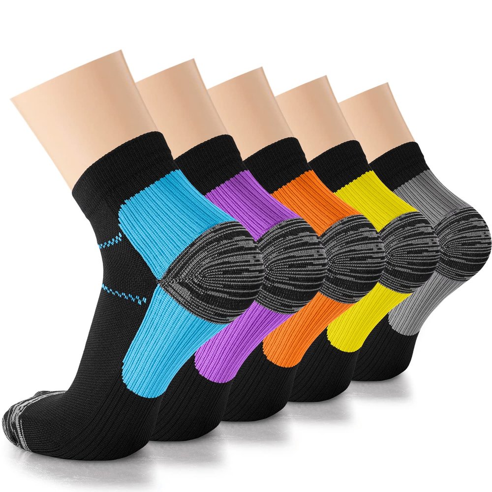 Iseasoo Copper Ankle Compression Socks - Low Cut Arch Support Socks for Men & Women, Running, Nurses, Plantar Fasciitis Socks Thank You Appreciation Gift Practical Wear (L/XL)